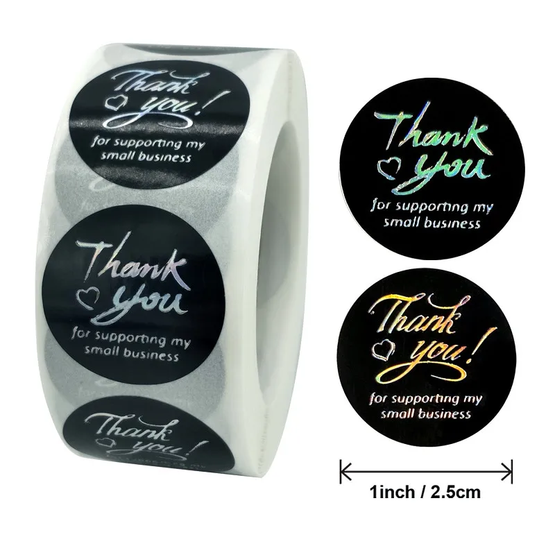 Pretty 2 Pattern/Roll Discolor Thank You for Supporting My Small Business Stickers Seal Labels 500pcs For Envelope Gift Decor