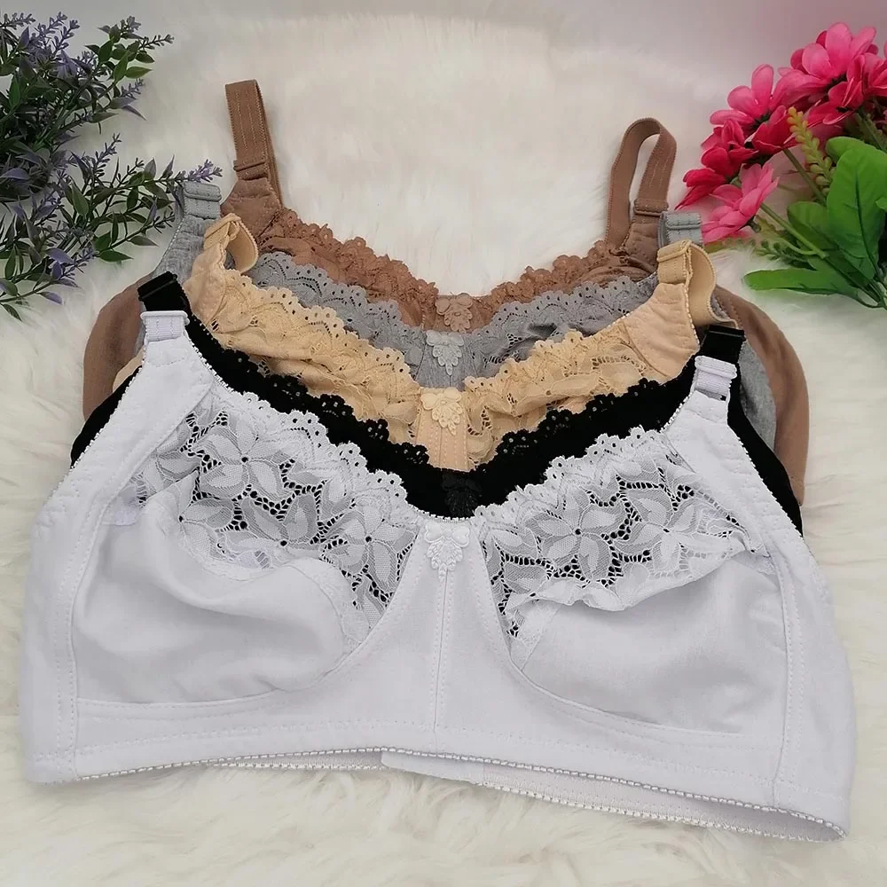 Reggiseno sexy in pizzo scavato Reggiseni comodi in cotone per donna Reggiseno senza fili Plus Size Biancheria intima traspirante sfoderata Lingerie morbida C31