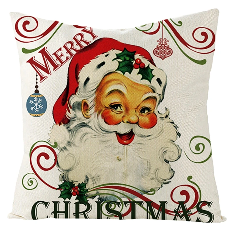 

Pillow Cases Square Cushion Cover for Sofa Santa Claus Print Pillow Covers Christmas Elk Pattern Holiday Decor Home Decoration