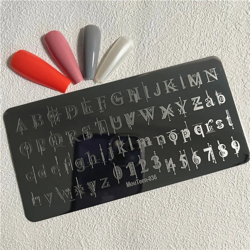 Alien English Letter Stamping Plate Special Characters  Nail Plate Letters Nail Stamp Plate Mouteen-036