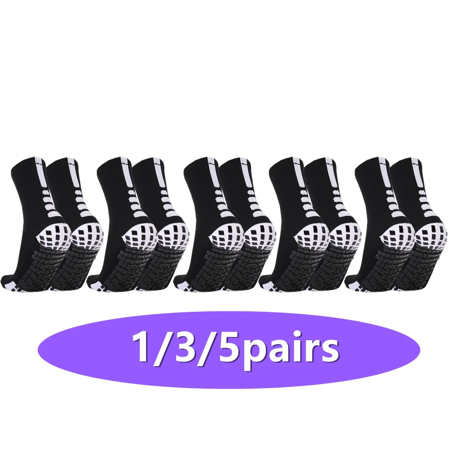 1/3/5pairs mens womens unisex anti slip grip football rugby socks towel bottom breathable shockproof athletic exercise