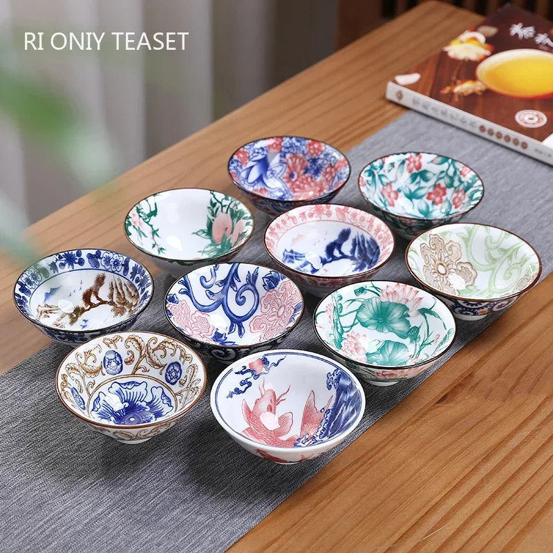 4pcs/lot Chinese Blue and White Porcelain Teacup Boutique Hand-Painted Ceramic Tea Bowl Travel Meditation Cup Home Tea Set 70ml