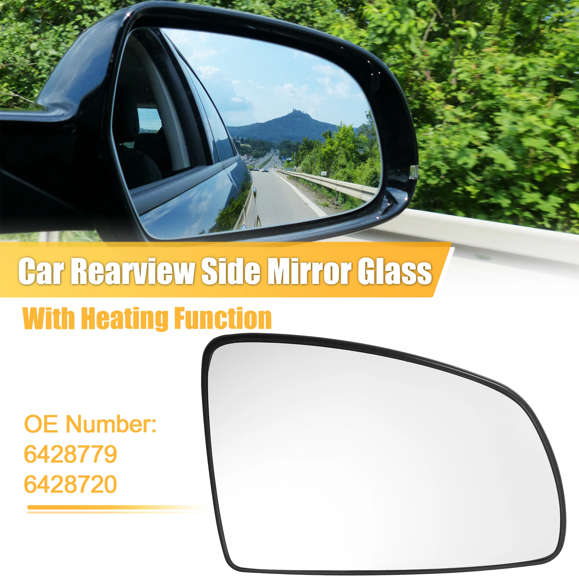 UXCELL Car Left Right Side Rearview Heated Mirror Glass with Backing Plate for Opel Meriva a 2002-2010 6428779,6428720