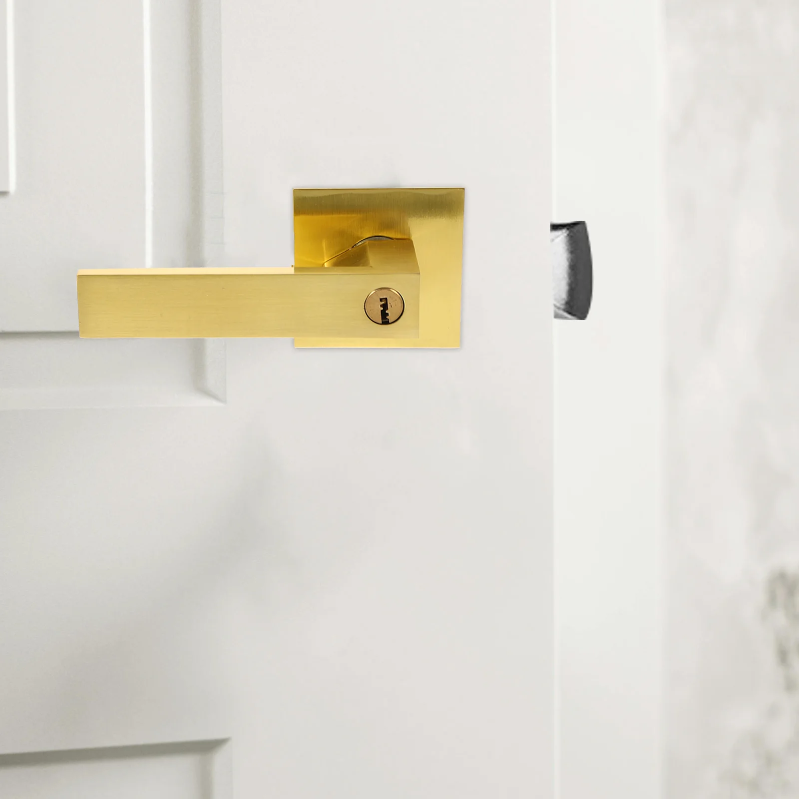 1 مجموعة 1 مجموعة مقبض سبائك الألومنيوم قفل داخلي غرفة نوم مقبض رافعة الخصوصية طقم قفل الباب لأمن المنزل مقبض الباب المعدني #3