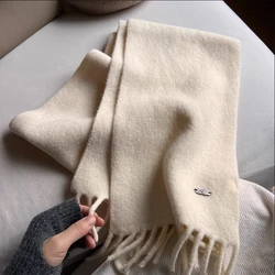 2023 ins Winter Cashmere Scarves Solid Thick Scarf Women Neck Head Warm Hijabs Pashmina Lady Shawls Wraps Bandana Tassel