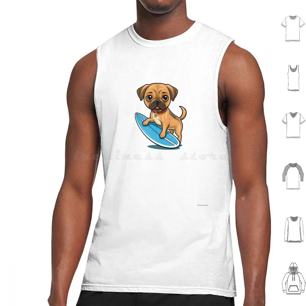 

Puggle Surf Time Tank Tops Vest Sleeveless Puggle Dog Puppy Surfer Surfing Surfboard Beach Ocean Swim