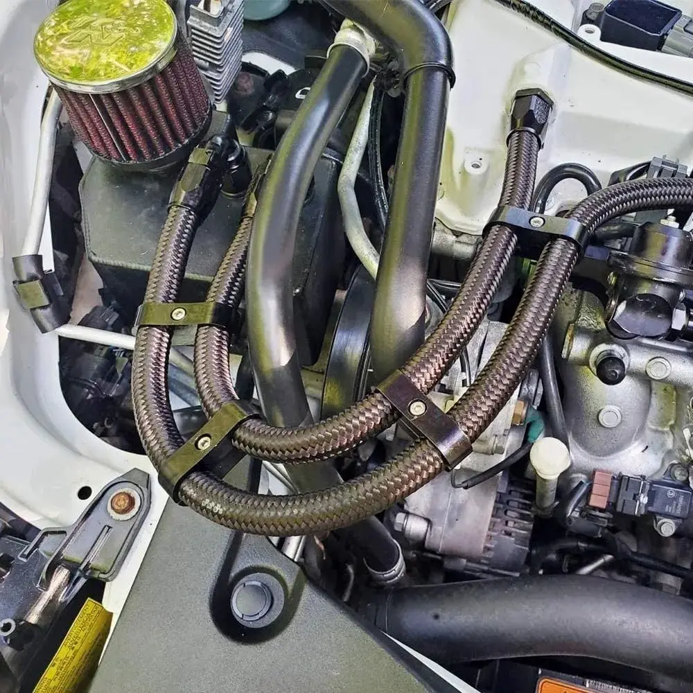 Double Hole Oil Line Clamp Universal Hose Separator Aluminum Alloy AN4/AN6/AN8/AN10 Divider Clamp Braid Fuel Hose Clam