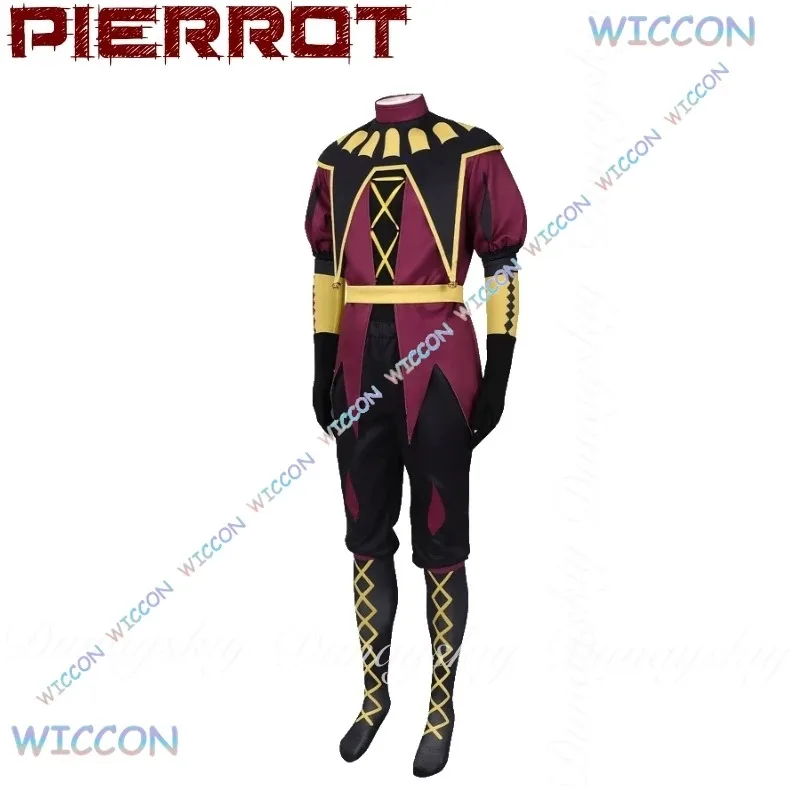 CyWuHu/The Circus Game Freak Pierrot Косплей с черной, красной, желтой короной, костюм Helloween, белый парик, карнавальный костюм, полный Su