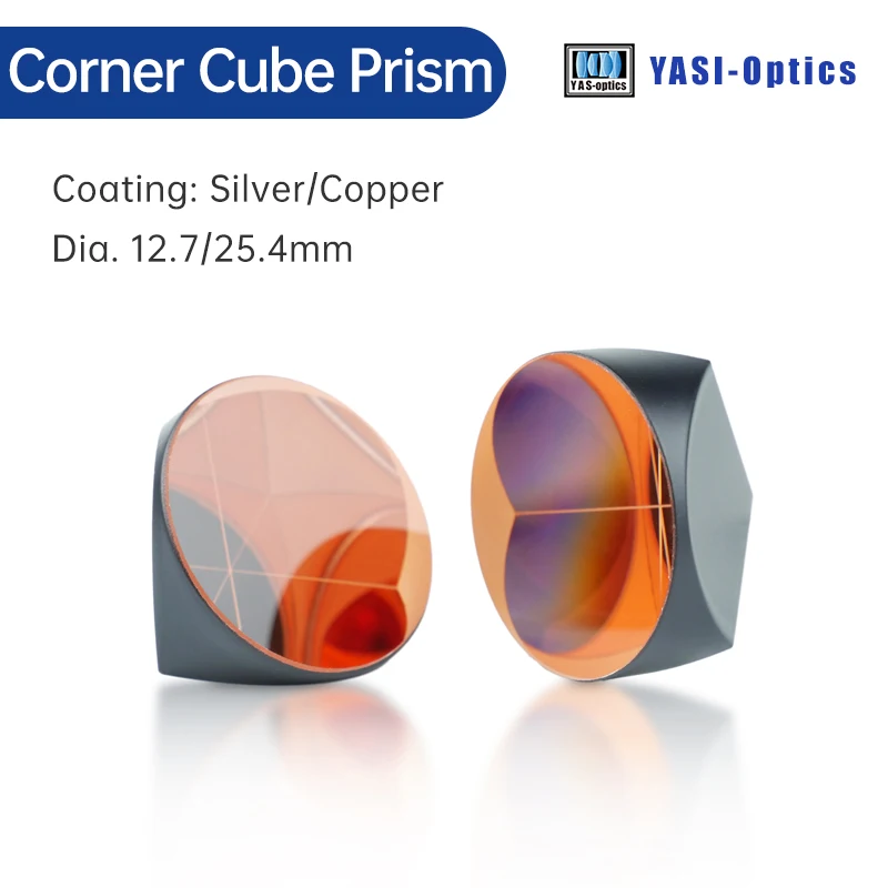 Yasi 코너 큐브 프리즘, 토탈 스테이션 측량용 구리 실버 코팅, 1 인치 K9 삼각형 역반사판, 12.7mm, 25.4mm