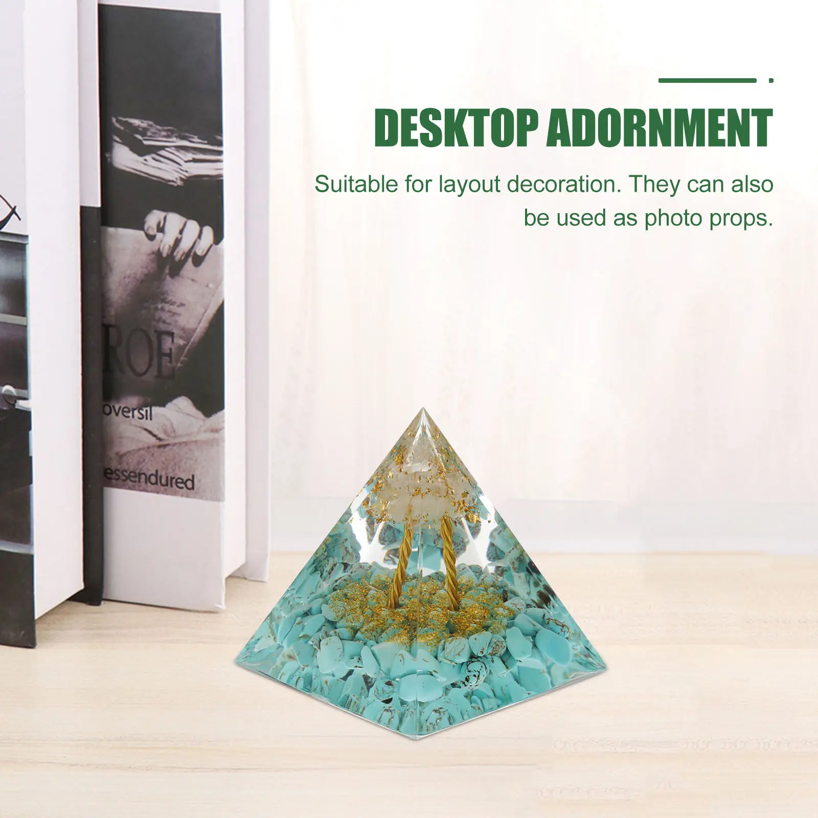Desktop Adornment Pyramid Ornament Epoxy Crystal Decor Decoration Meditation