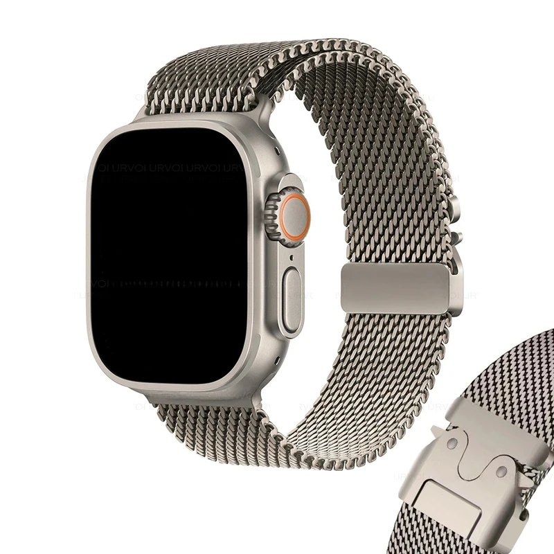 

Band for Apple Watch Ultra 2 1 Series 10 9 87 316L stainless steel mesh strap for iWatch secure parachute buckle 46 49mm