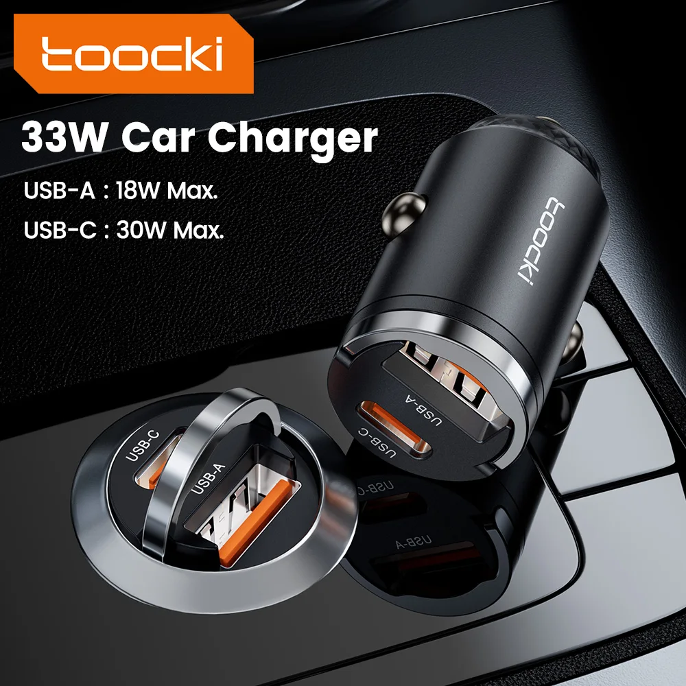 Toocki 33W USB C Autolader voor Samsung S23 S22 S21 Xiaomi Huawei POCO QC PD Snel Opladen Auto telefoon Oplader voor iPhone Serie