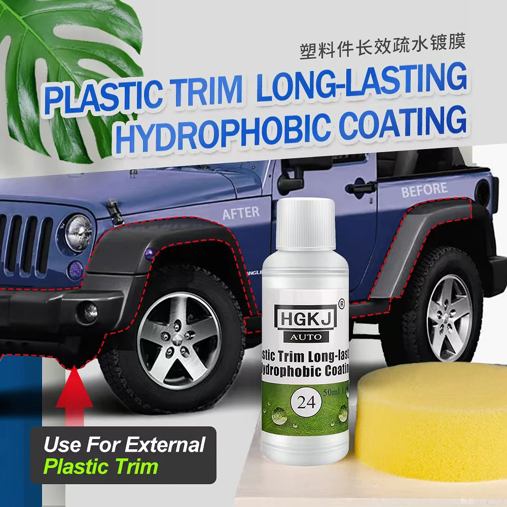 

20/50/100ML Plastic Renovator Hydrophobic Coating Plastic Trim Polish Longlasting Back To Black Gloss Car Detailing HGKJ 24