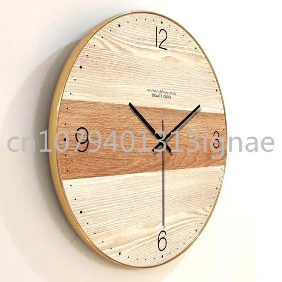 

Simple wood grain wall clock Silent living room Creative bedroom clock Wooden wall clock