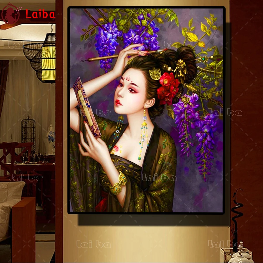 

diamond painting Retro art, beautiful woman, flowers 5d diy handmade embroidery kit full square/round drill home decor