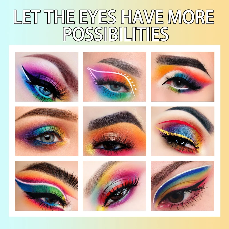 35-Farben-Regenbogen-Lidschatten-Palette, matt, schimmernde Oberflächen, hoch, mischbares, langanhaltendes Augen-Make-up, lebendige Farbtöne für Partys