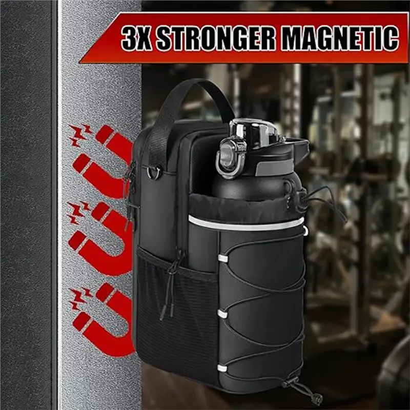 Magnetic Water Bottle Holder, Gym Bag For Men And Women, Gym Pouch With Shoulder Strap For Travel, Sports, Work, Fitnes