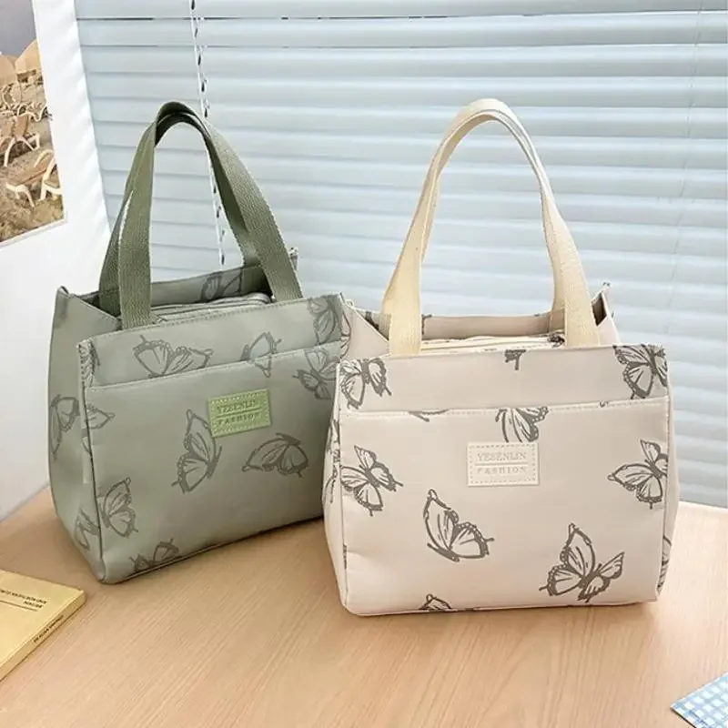 Fashion Butterfly Printed Versatile Handbag Office Worker Travel Picnic Lunch Tote Bag Outdoor Mountaineering Bag Christmas Gift