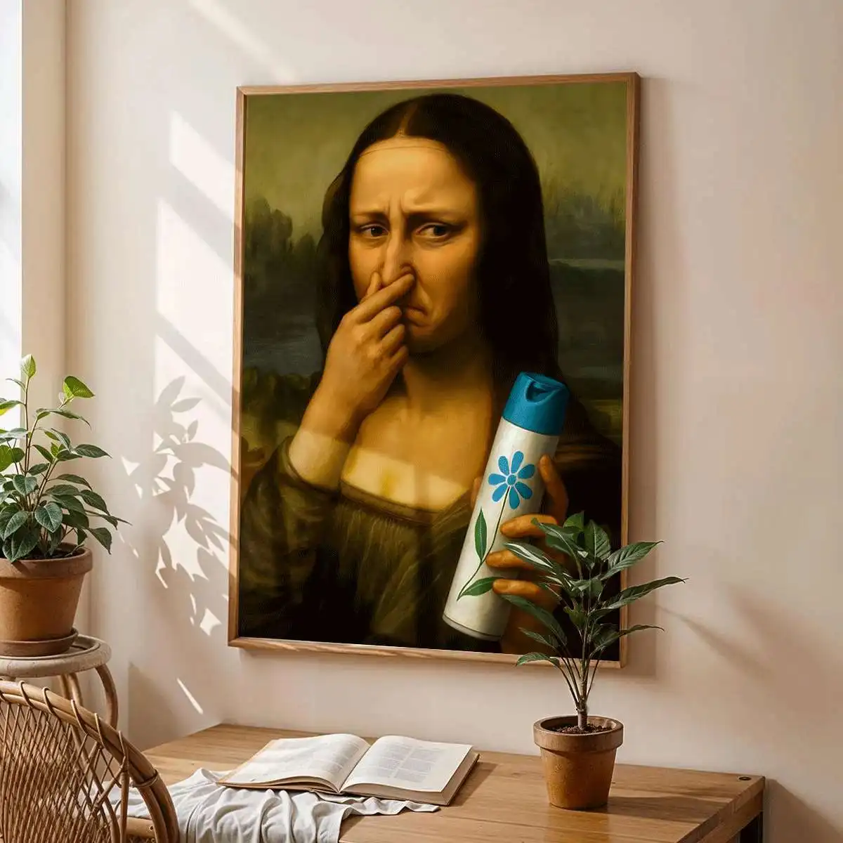 Mona Lisa Funny Canvas Print Poster Vintage Abstract Art Prints Wash Room Bathroom Toilet Hallway Wall Art Home Decor Poster