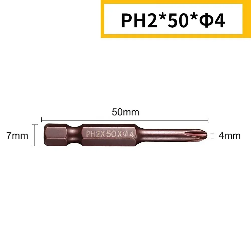 1szt 50mm Końcówki wkrętakowe krzyżakowe 1/4 cala z trzpieniem sześciokątnym Elektryczne końcówki wkrętakowe ze stali stopowej Narzędzia ręczne PH00