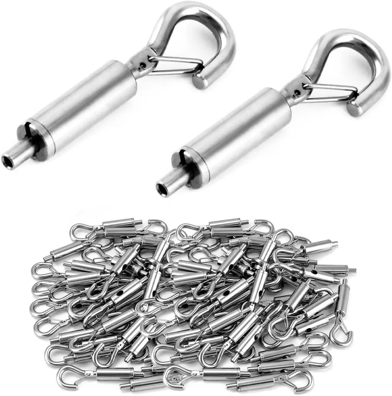 80 Pack Steel Wire Rope Hanger Portable Hook And Eye Turnbuckle Tension for 1/16-3/32 Stainless Steel Cable Guide Wire Rope