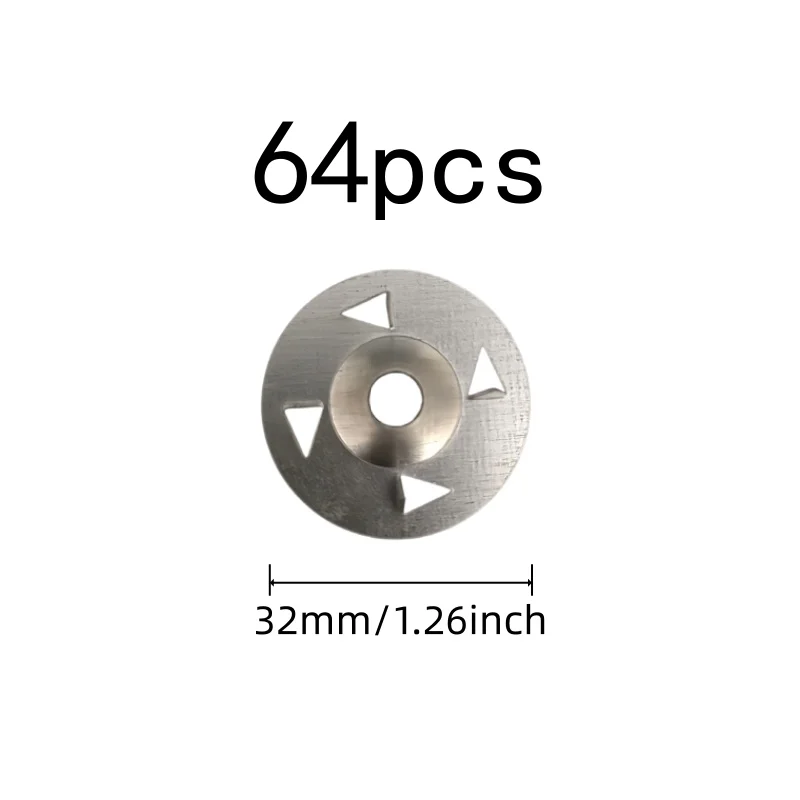 Four Claw Anti-Slip Design 32mm Iron Tile Washers, 64 pcs, Wall Construction, Durable Iron Material for Home Decoration