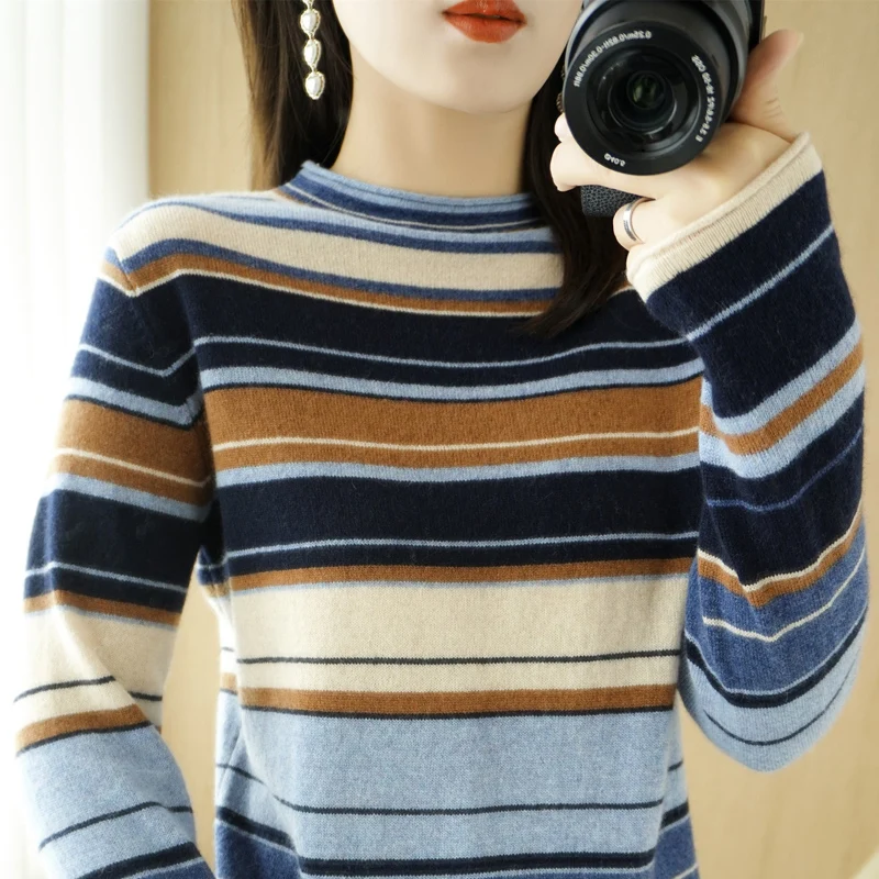 Jersey largo de punto Sve Crew Ne para mujer, suéter holgado para primavera y otoño, capa Base de cuello alto, ropa interior irt