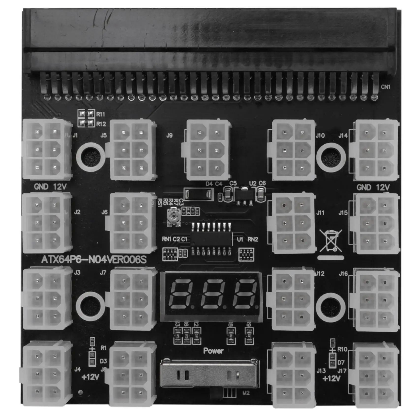 AY14 -Breakout Board 17 Port 6Pin LED Display Power Module Server Card Adapter For HP 1200W 750W PSU GPU Miner Mining BTC ETH