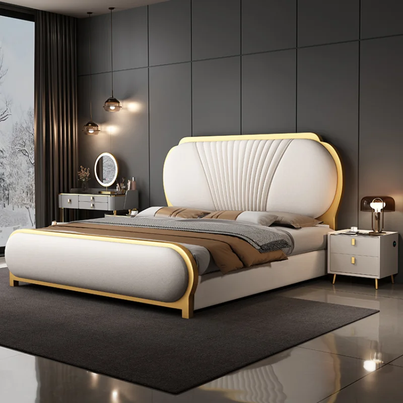 

Modern Bedroom Aesthetic Bed Frame Queen Size Wood King Double Bed Twin Luxury Princess Camas Matrimonial Bedroom Furniture