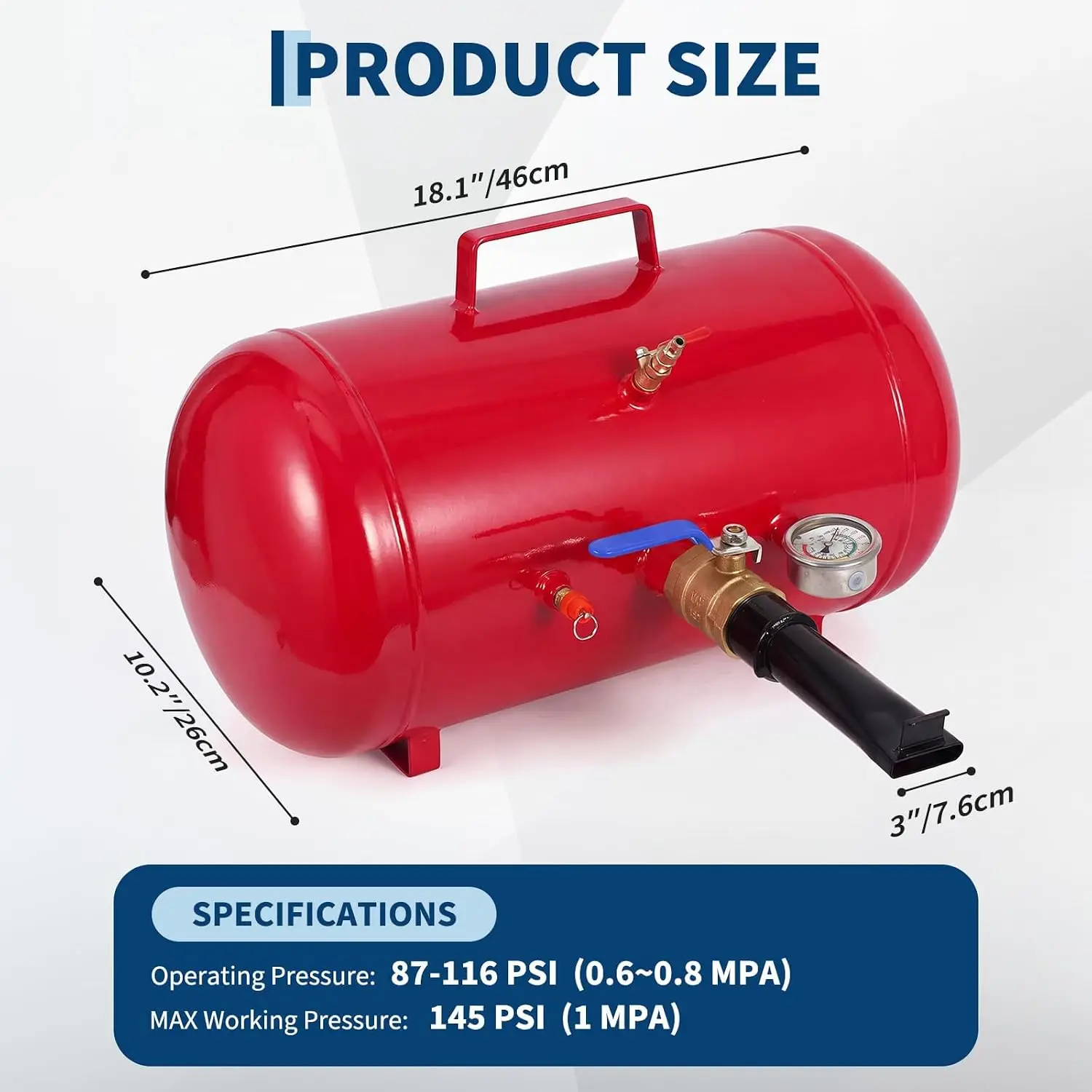 Tacleekii Tire Bead Blaster 5 10 Gallon Capacity Includes Pressure Gauge & Handle 145 PSI Max Inflation Tank, for Car Truck ATV
