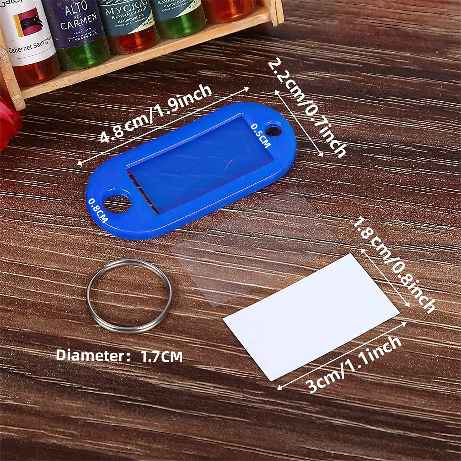 20/50Pcs Tough Plastic Key Tags with Split Ring Label Window,Assorted Colors,Keychain Key Split Ring ID Tags Name Card Label Lan