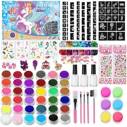 36 colors Colorful Glitter Temporary Tattoo Set Glitter Powder Makeup Brush Tattoo Glue Tattoo Party Face Body Art Kits For Kids