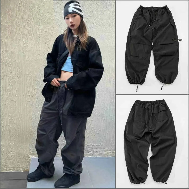 

Американские уличные японские потертые свободные прямые брюки в стиле ретро, мужские и женские повседневные брюки-зонтик