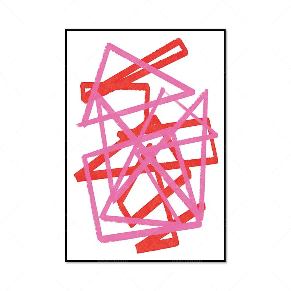 Abstract art red pink poster, hi, gallery wall modern home decoration, printable wall art gift