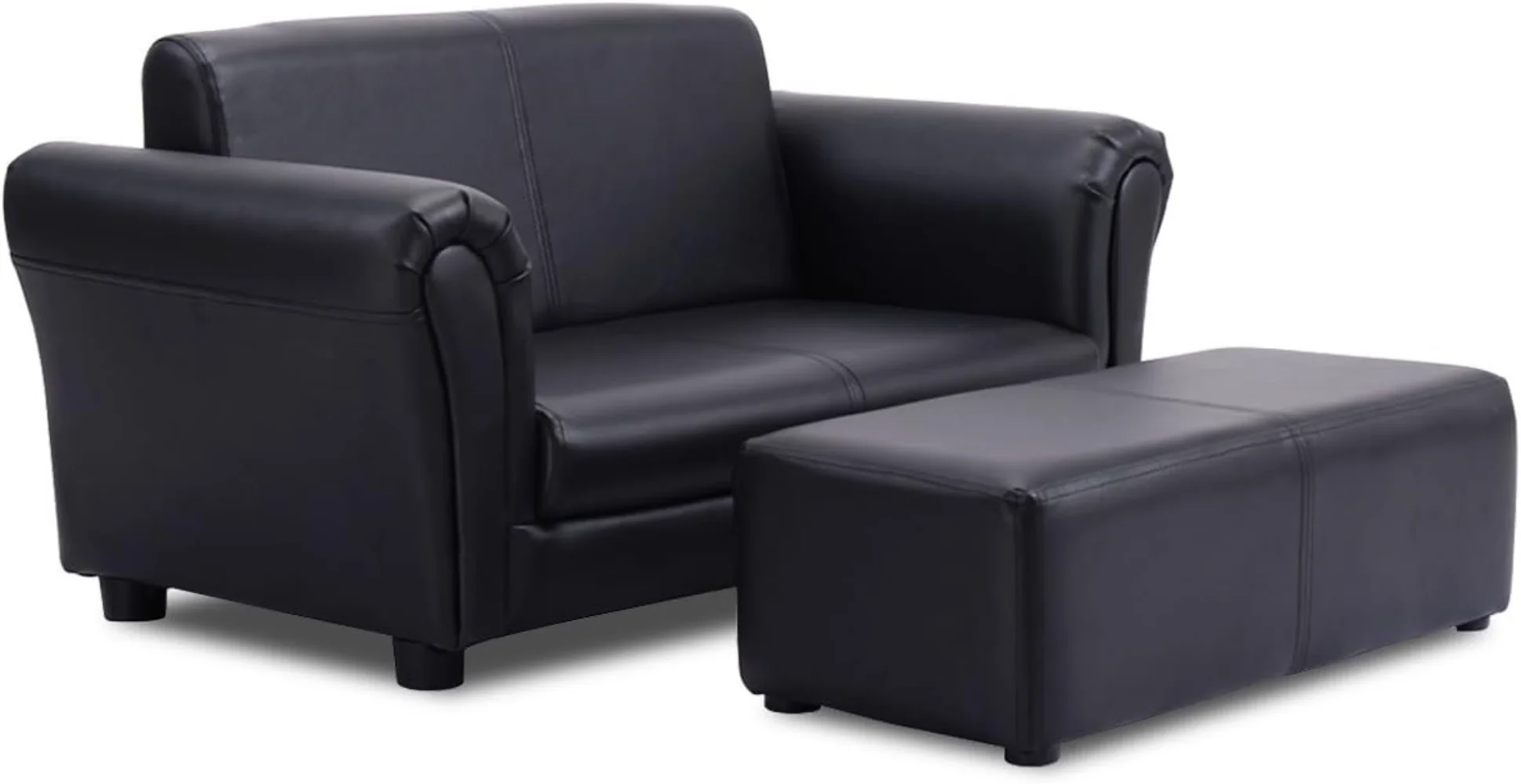 2 in 1 Double Seat Children's Sofa w/PU Leather Surface, Armrest Chair Lounge, Soft Kids Sofa