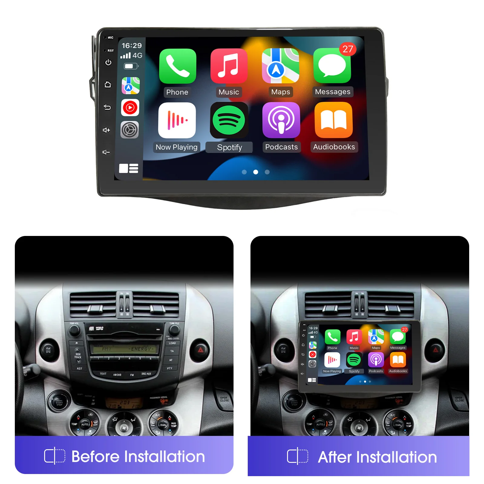 

Автомагнитола для Toyota RAV4 2007-2012 с беспроводными Carplay и Android Auto, 2 ГБ ОЗУ, 32 ГБ ПЗУ, Android-стереосистема, навигация, Bluetooth