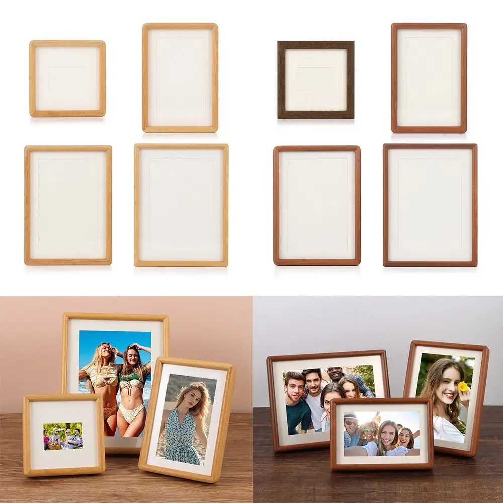 New 6/7/8 Inch Black Walnut Photo Frame Simple Handmade Picture Frame Simulation Wood Display Photo Frame