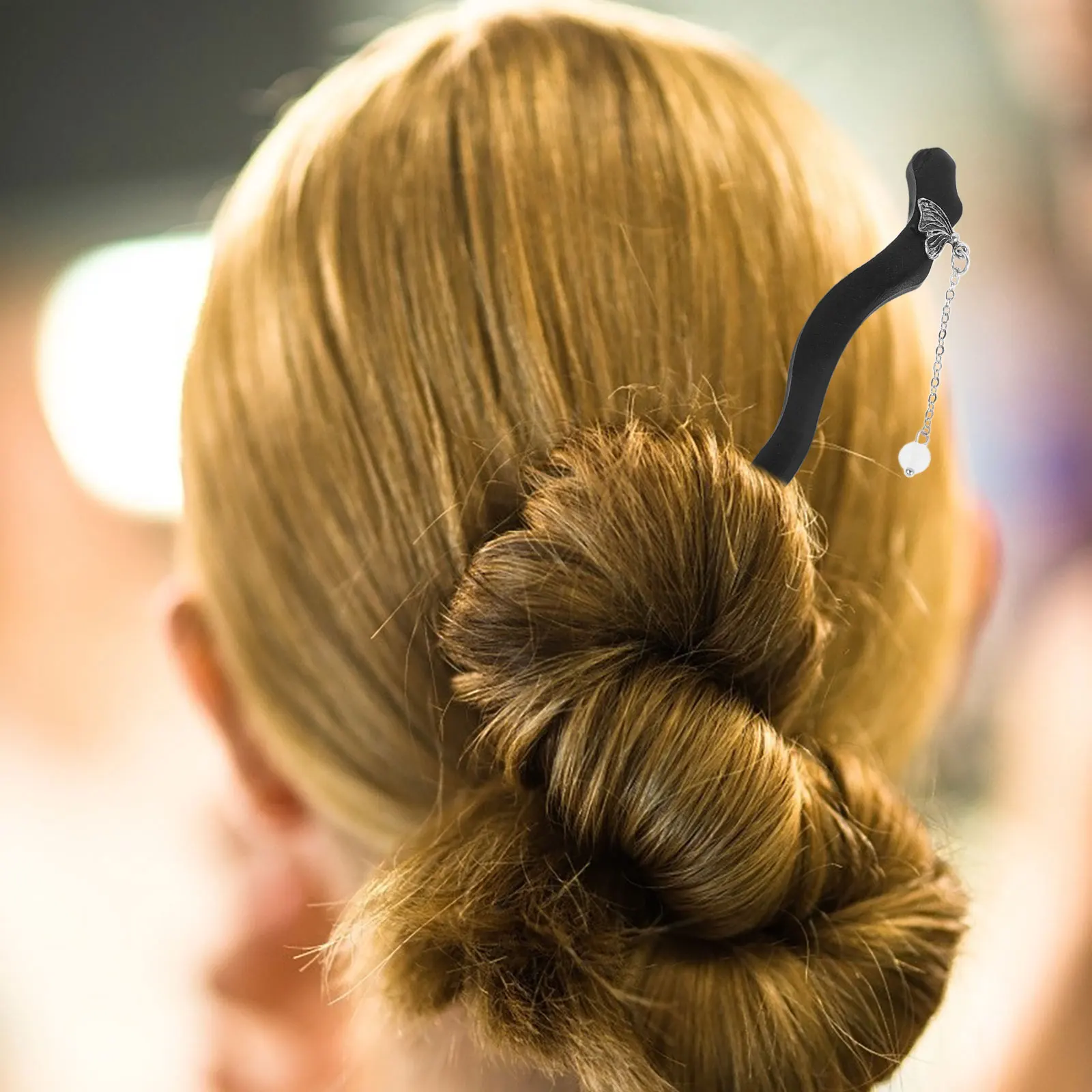 

Elegant Wooden Stick For Women Vintage Chinese Style Tassel Hairpin Handmade Buns Thick Long Pins Wood Hair Chopsticks