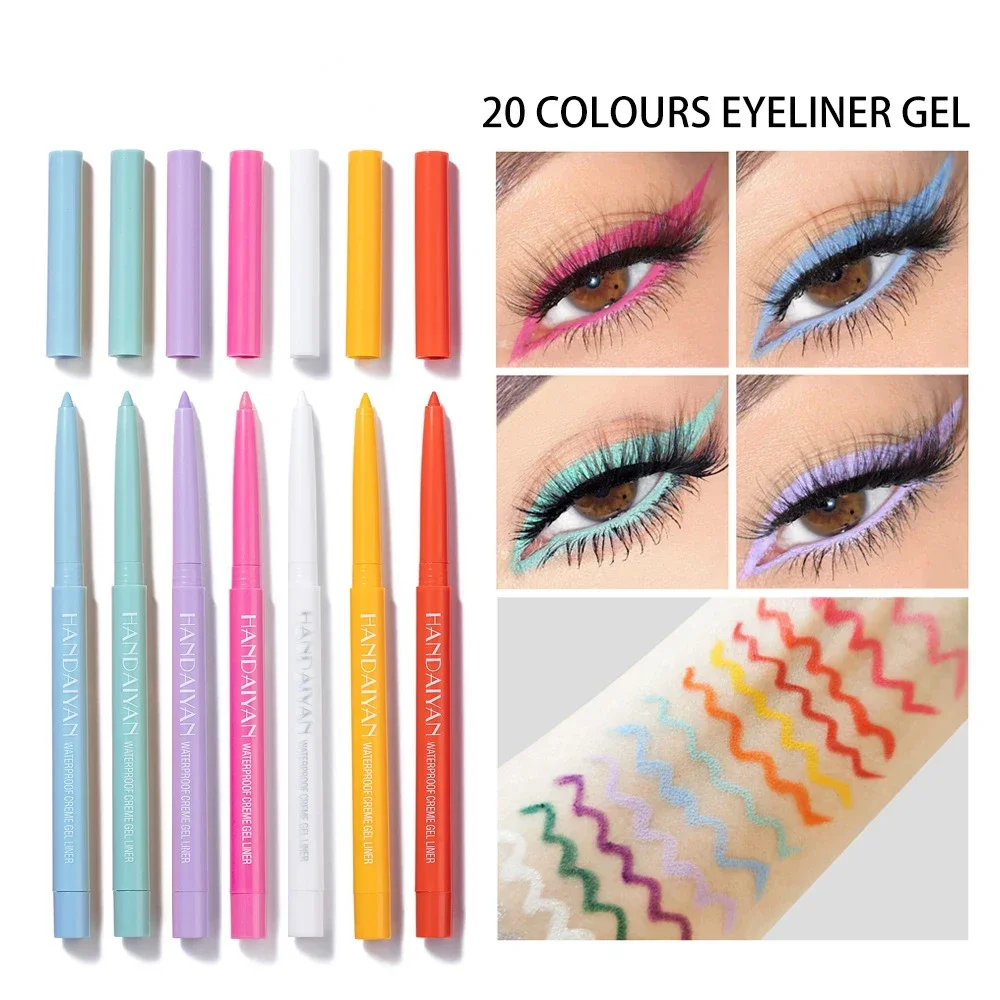 Heallor Matte Eyeliner Gel Pencil Easy To Wear Colorful White Yellow Blue Eye Liner Pen Cream Women Eye Makeup Cosmetics 20 Colo