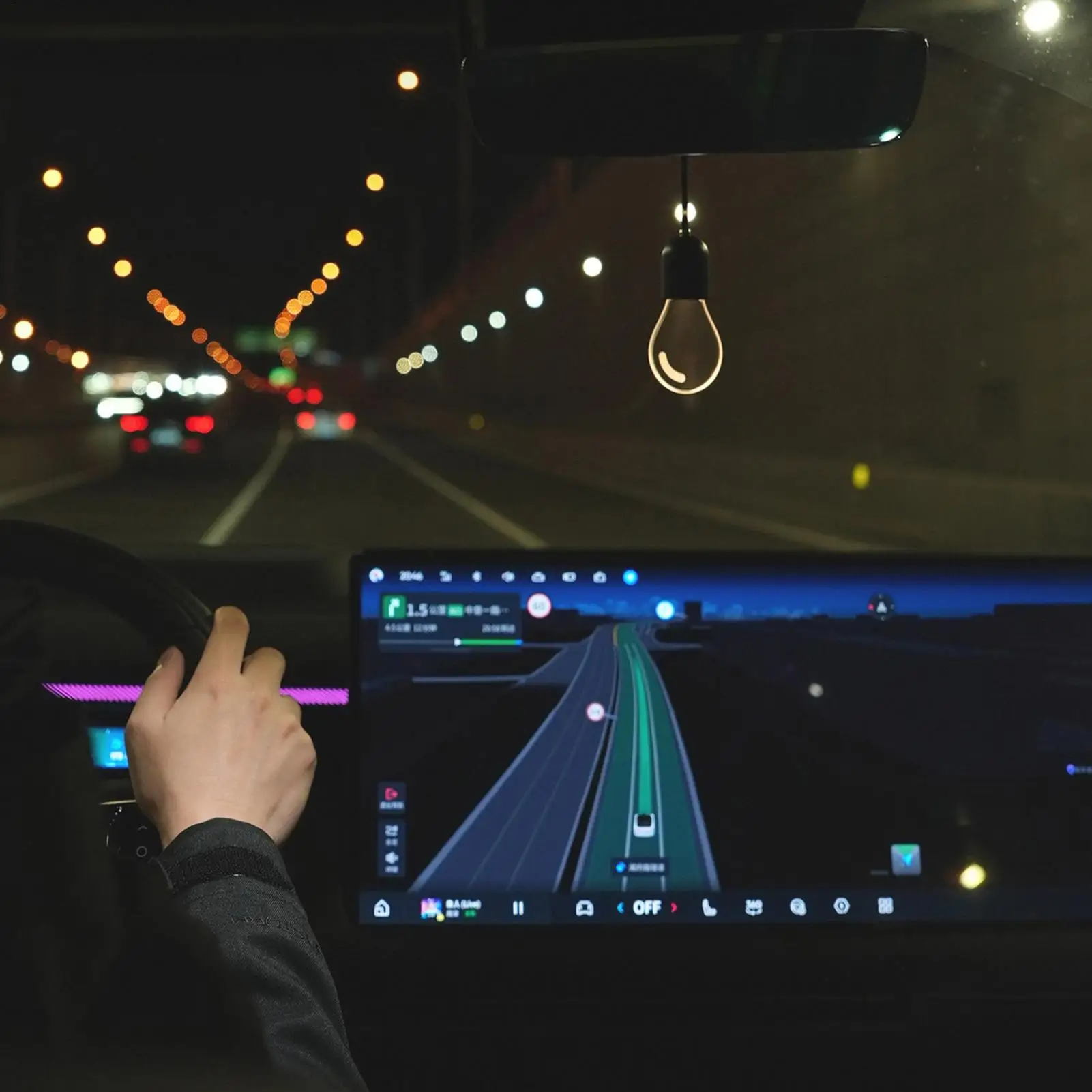 Car Ornaments For Rear View Mirror Vintage Ambient Glow Pendant Light Bulb Ornaments For Automobile Truck SUV Trailer Vehicle