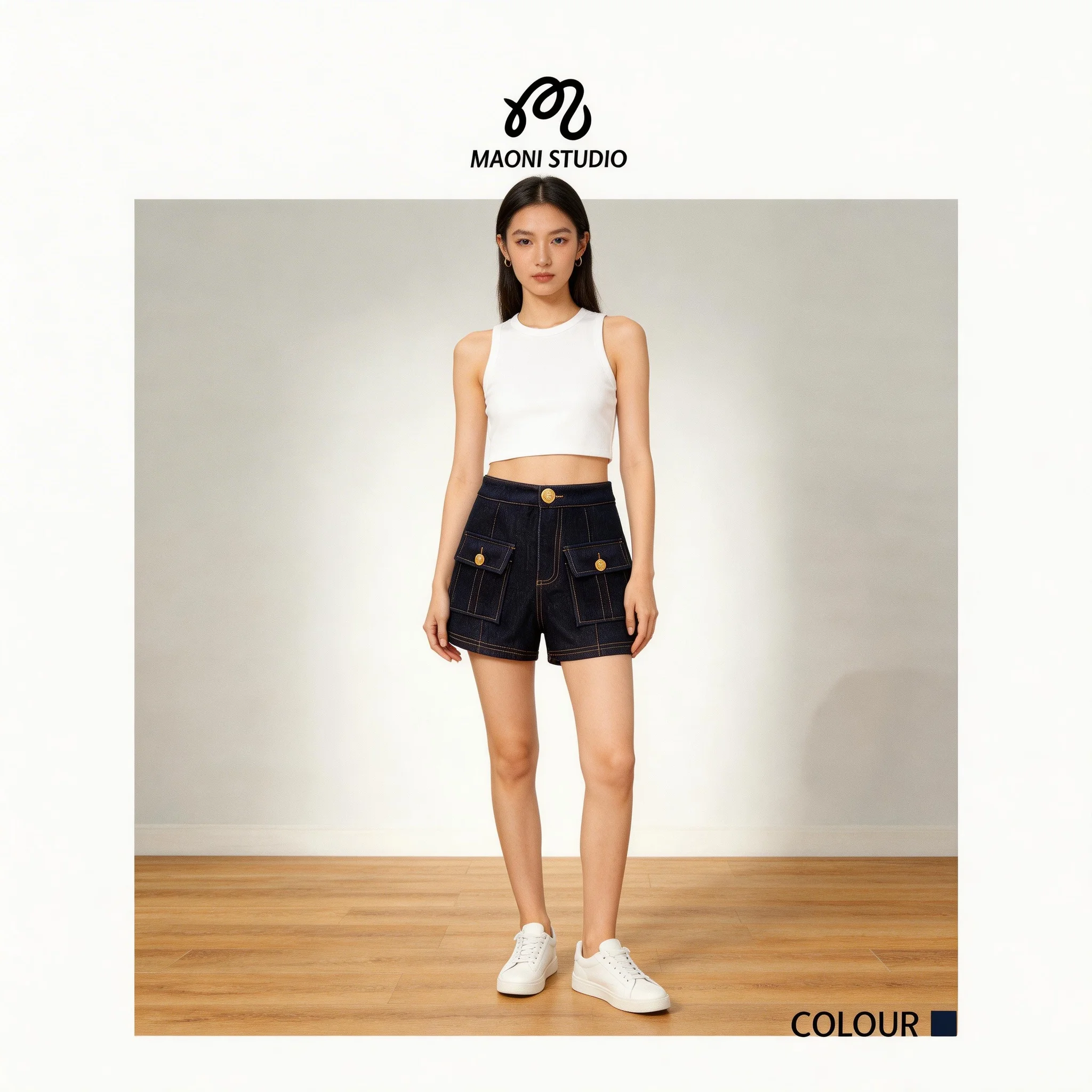 Y2k Dark Blue High Waist Denim Shorts For Women 2026 Spring And Summer New Fashion Hip-Hop American Gothic Casual Slim Shorts