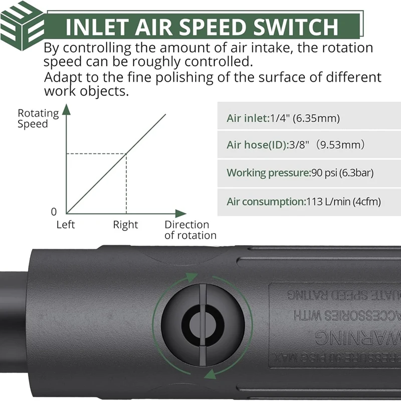 Air Straight Die Grinder,1/4In Pneumatic Angle Die Grinder,25000 RPM,For Contour Grinding, Cutting,Polishing,Weld Repair