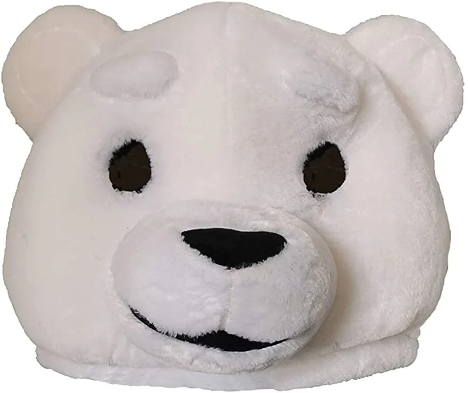 

Polar Bear Plush Hood Animal Mascot Head Adult Size Halloween Mask Large Event Costume Costume