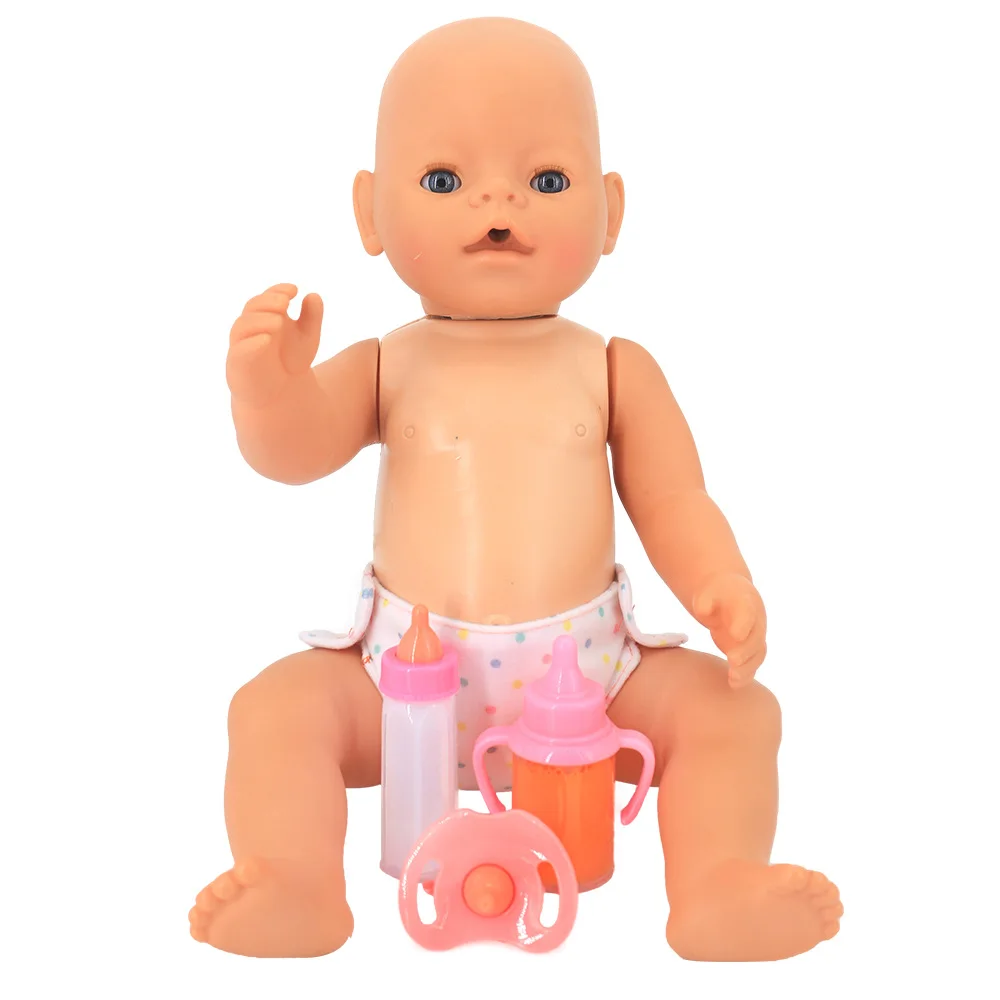 17 Inch 40cm Baby Doll Carry Bag Feeding Bottle and Pacifier for 43 Cm Baby Play Toy Accessories