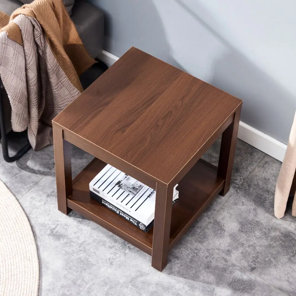 Side Table, 2-Tier Small Space End Table, Modern Night Stand, Sofa Table, Side Table with Storage Shelves, 3 Colors