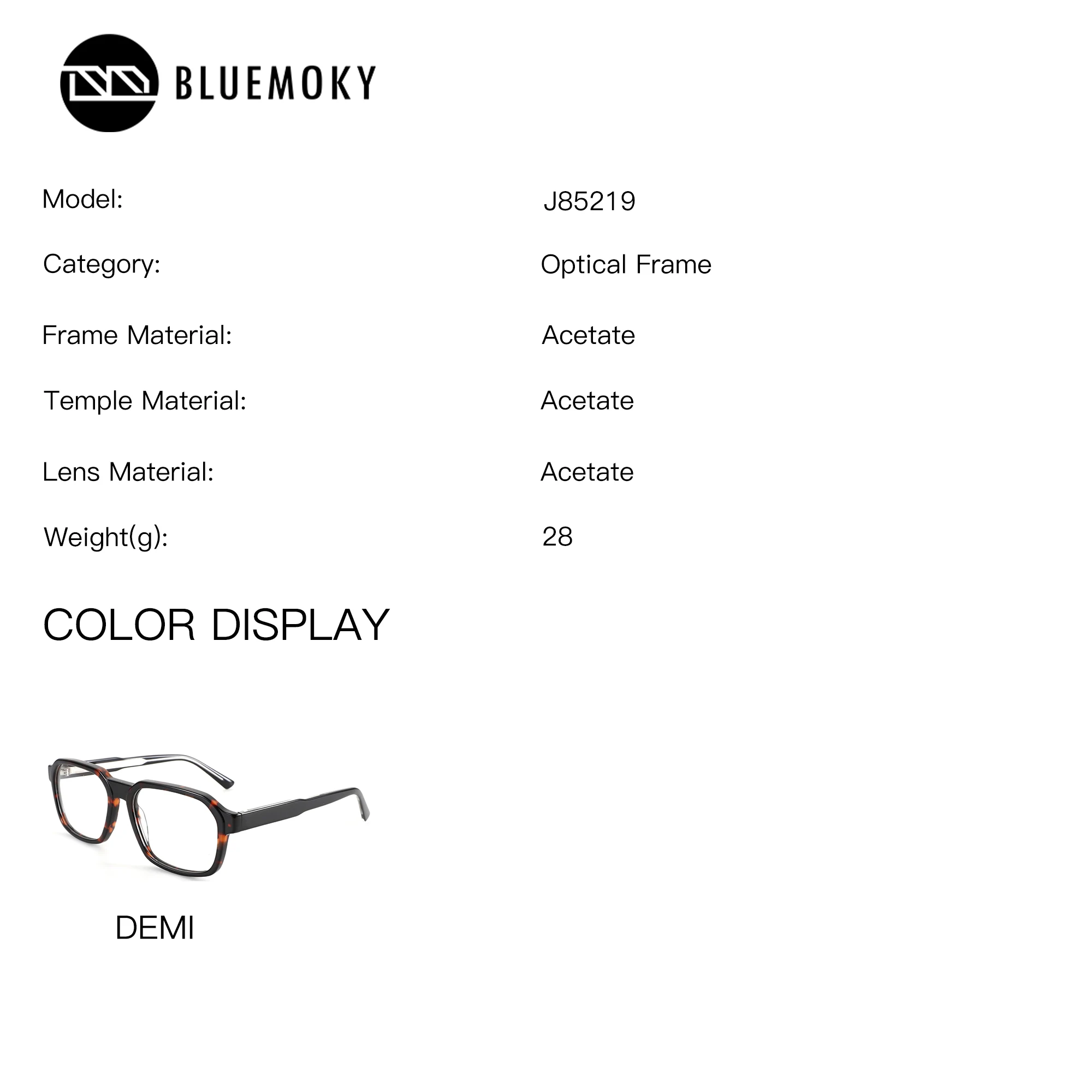 BLUEMOKY Man Optical Frames with Prescription 143mm Width Rectangle Acetate Photochromic Anti Blue Light Glasses