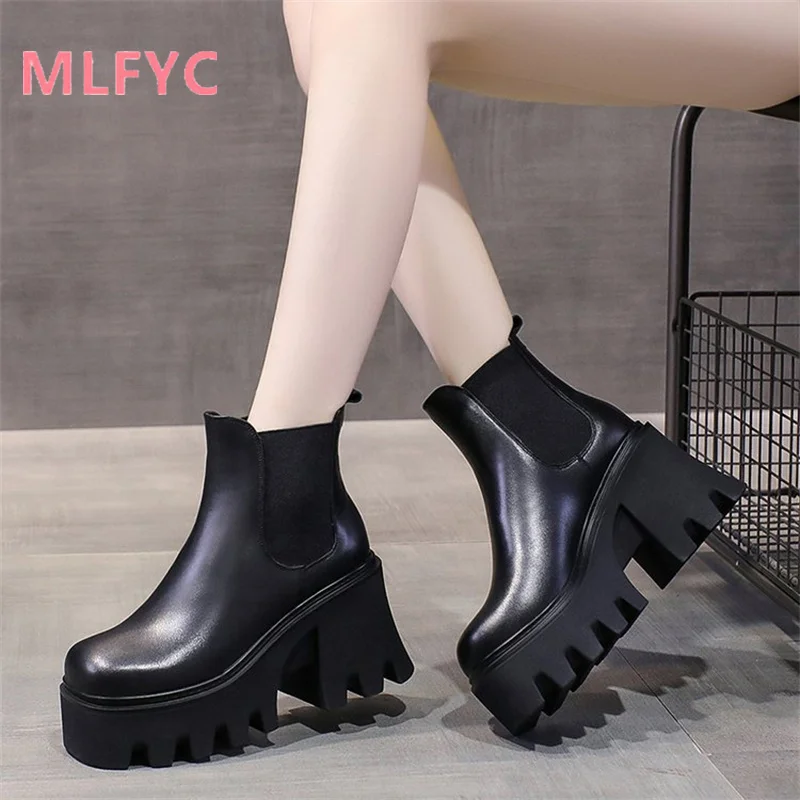 Simple Winter New Boots ladies Waterproof Platform High Heel Short Boots Women\'s Fashion and Casual Style mujer Boots