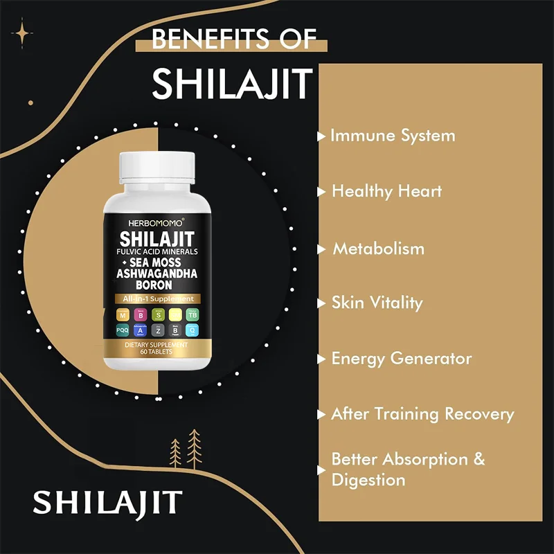 Natural Shilajit Resin Original Drink Mineral Supplements for Immune Health, Metabolism Overall Physical Health - 60 Count