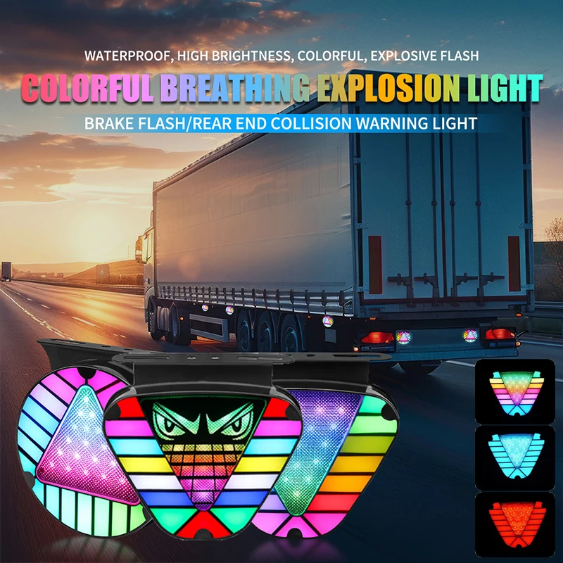 

2pcs Car 12/24V LED Truck Tail Brake Light Waterproof High Brightness Multi Color Accessories Fits Most Vehicles