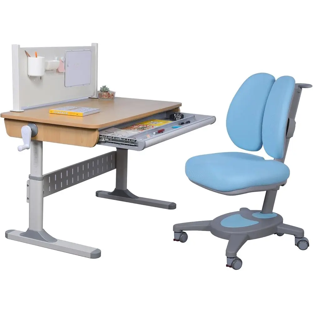 

Blue Height-Adjustable Study Desk 43 and Chair Set